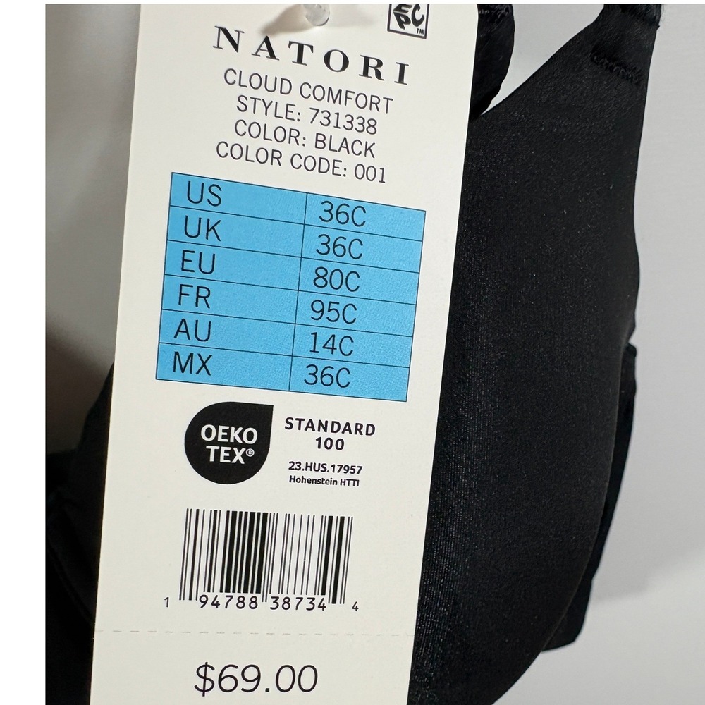 Natori Cloud Comfort Underwire Bra Black 731338 36C New - Picture 6 of 7
